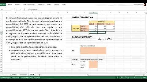 CADENA DE MARKOV EN EXCEL ; Libro David lay