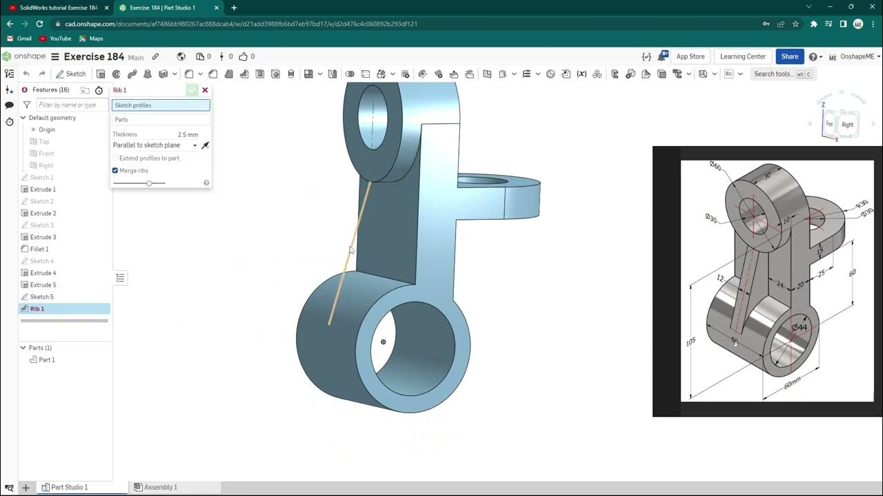 Doing Exercise 184 by CAD CAM TUTORIAL - YouTube