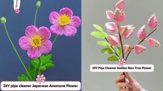 2 ideas flower diy with chenille stem handcraft easy and simple making at home for room decoration