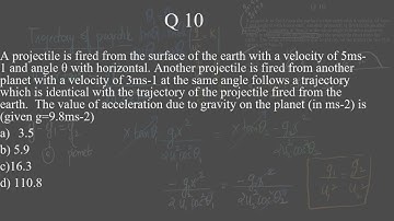 A projectile is fired from the surface of the earth with a velocity of 5ms-1 and angle θ with horizo