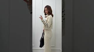 Vídeo do produto CONJUNTO TRICO MOUSSE CROPPED LISTRA E CALÇA PANTALONA BEGE 2.0