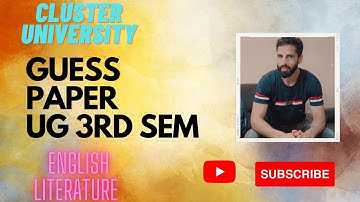 Guess Paper| English Literature| UG 3rd sem| Cluster University