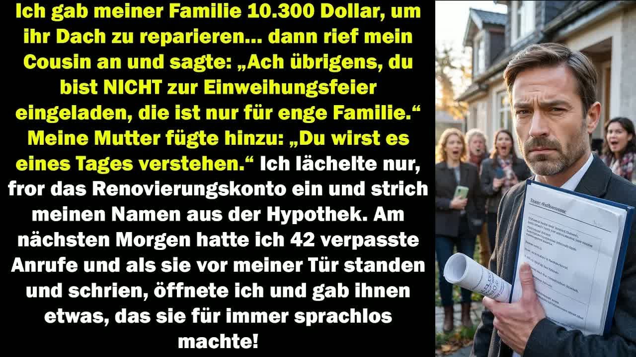 10 300 $ fürs Dach gezahlt ausgeschlossen, bis meine Rache die ganze Familie sprachlos machte