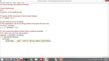 python Sympy tutorial assumptions module