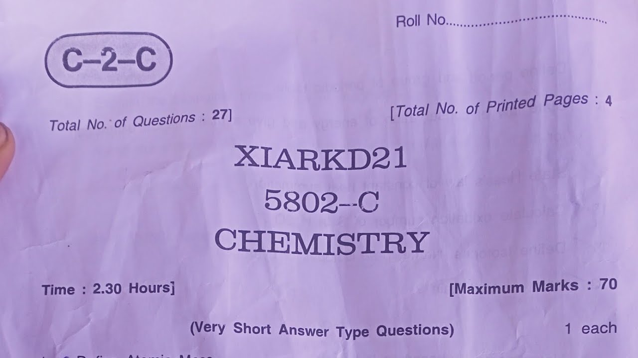 jk bose class 11th chemistry paper 2021 for Kashmir division//
