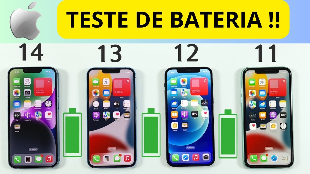 TESTE DE BATERIA 🔋 IPHONE 11 VS 12 VS 13 VS 14/ QUEM GANHA - YouTube