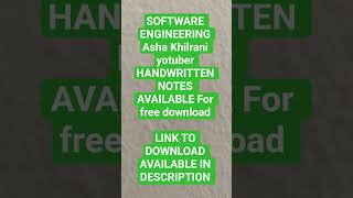 SOFTWARE ENGINEERING NOTES, software Engineering handwritten notes #ashakhilrani #se #rgpvnotes