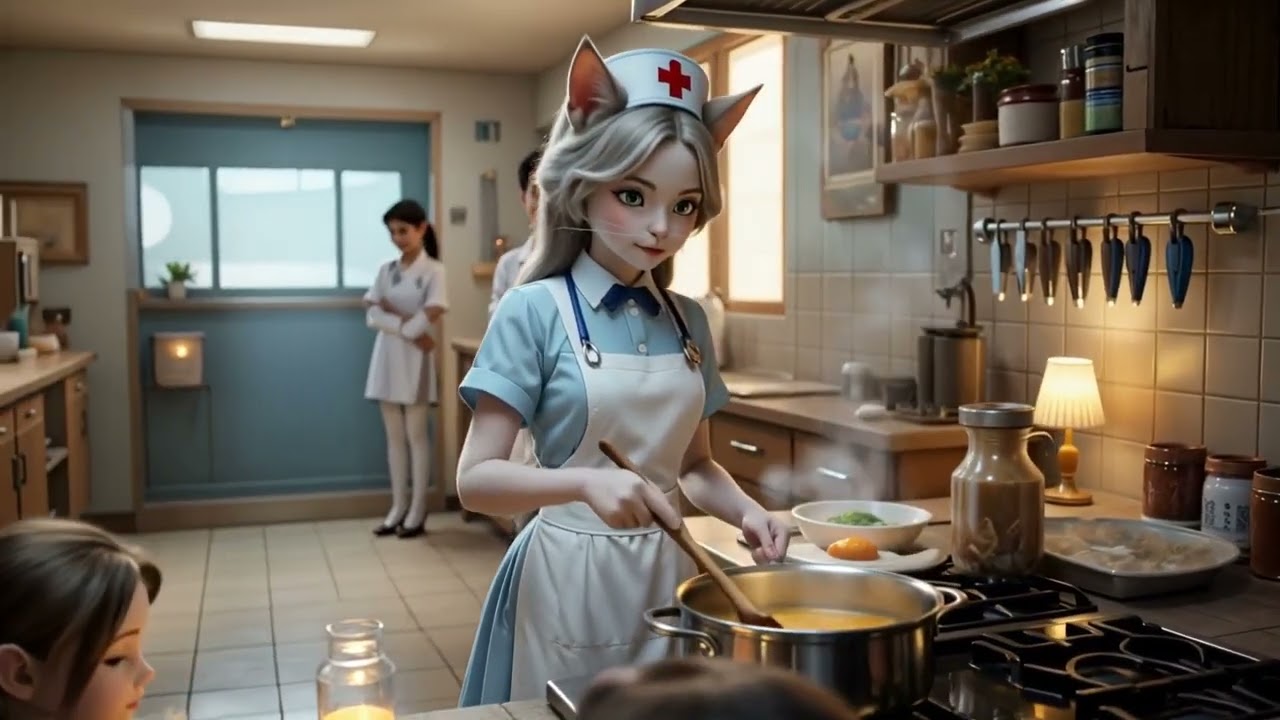 Wholesome Cat Nurse Cooking in a Hospital 🐱👩‍⚕️ | Cozy Animated Scenes