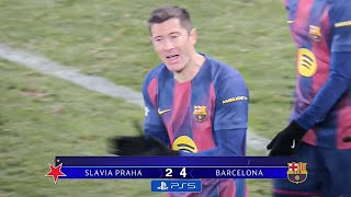 Full Highlight Slavia Vs Barcelona Ucl 202526 Fermin Lopez Lewandowski Olmo Goal Fanscamera