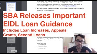 Must-Watch: New SBA Guidance on EIDL Loans on Increases, Reconsiderations, and Targeted Grants