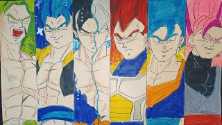 Drawing Six powerful Saiyans .