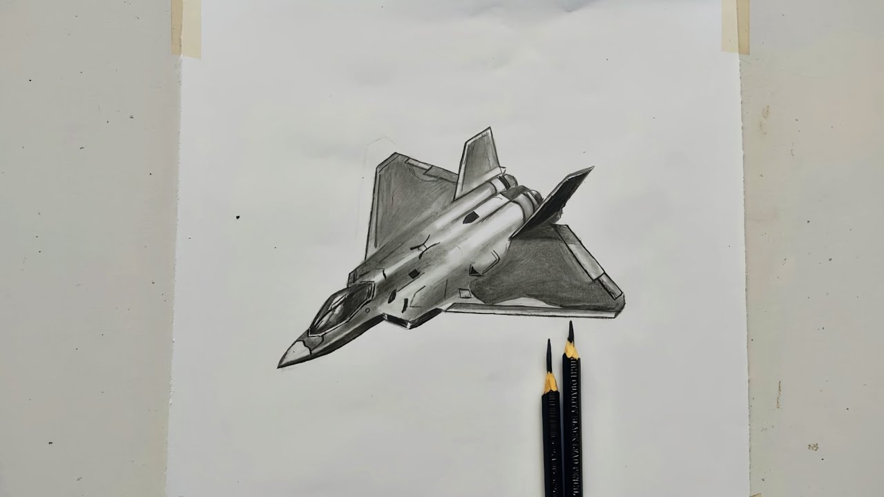 F - 22 Raptor Drawing / Crazy Art - YouTube