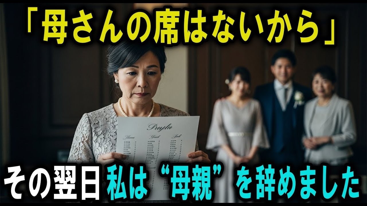 「母さんの席はないから」結婚式で席次を外された日、私は“母親”を辞めました