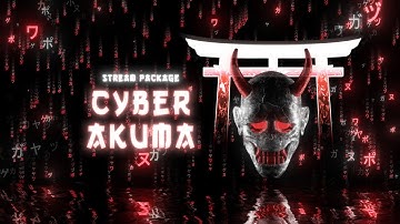 Cyber Akuma Animated Twitch Overlay Package | Glitch Oni Stream Pack