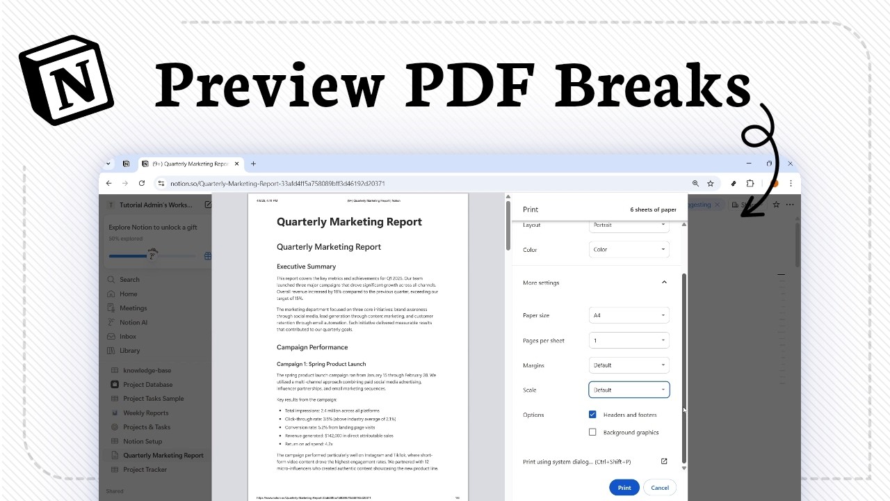 How to See Page Breaks in Notion for PDF Export (Print Preview Primer ...