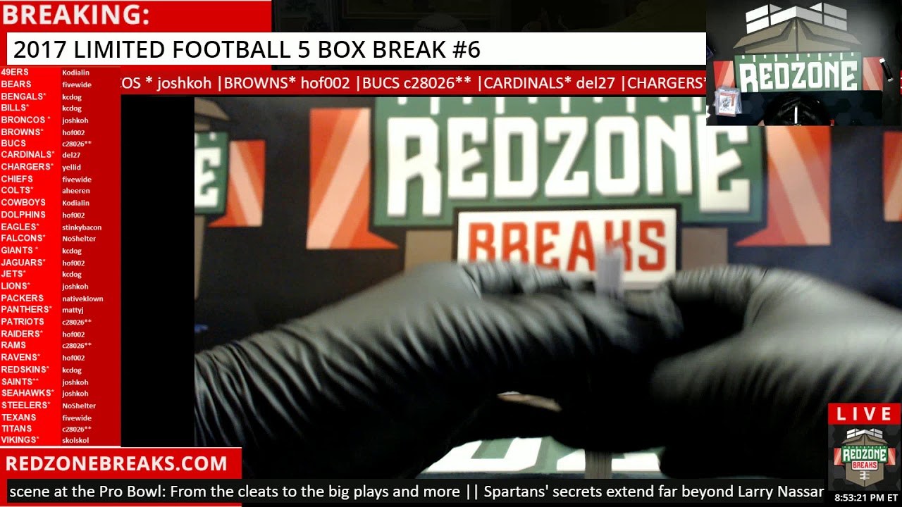 01/28/18 - 2017 Limited Football 5 Box Break #6