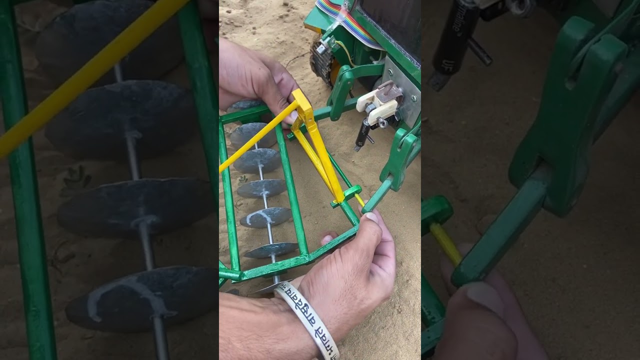 Homemade Disc harrow connect with RC Johndeere tractor 🚜
