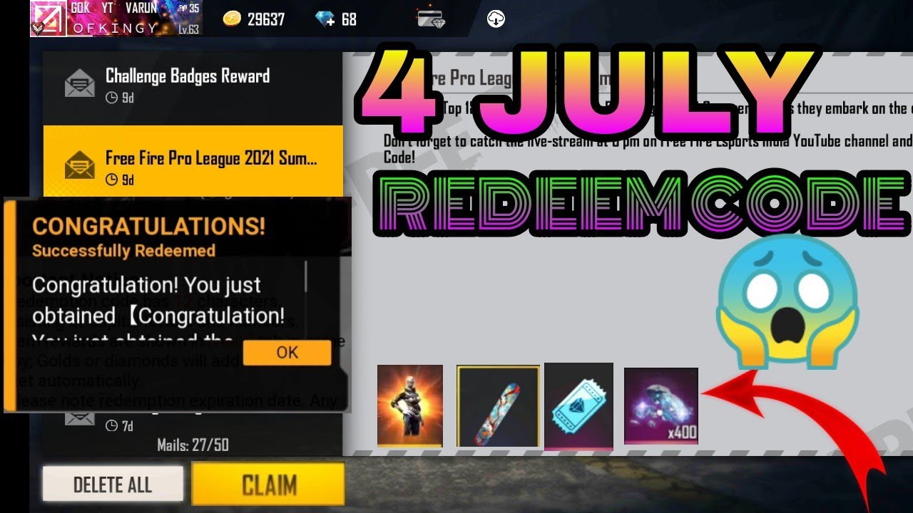 Free Fire Pro League Dream Team Challenge Redeem Code Today ||Power Ups Redeem Code Today Free Fire|