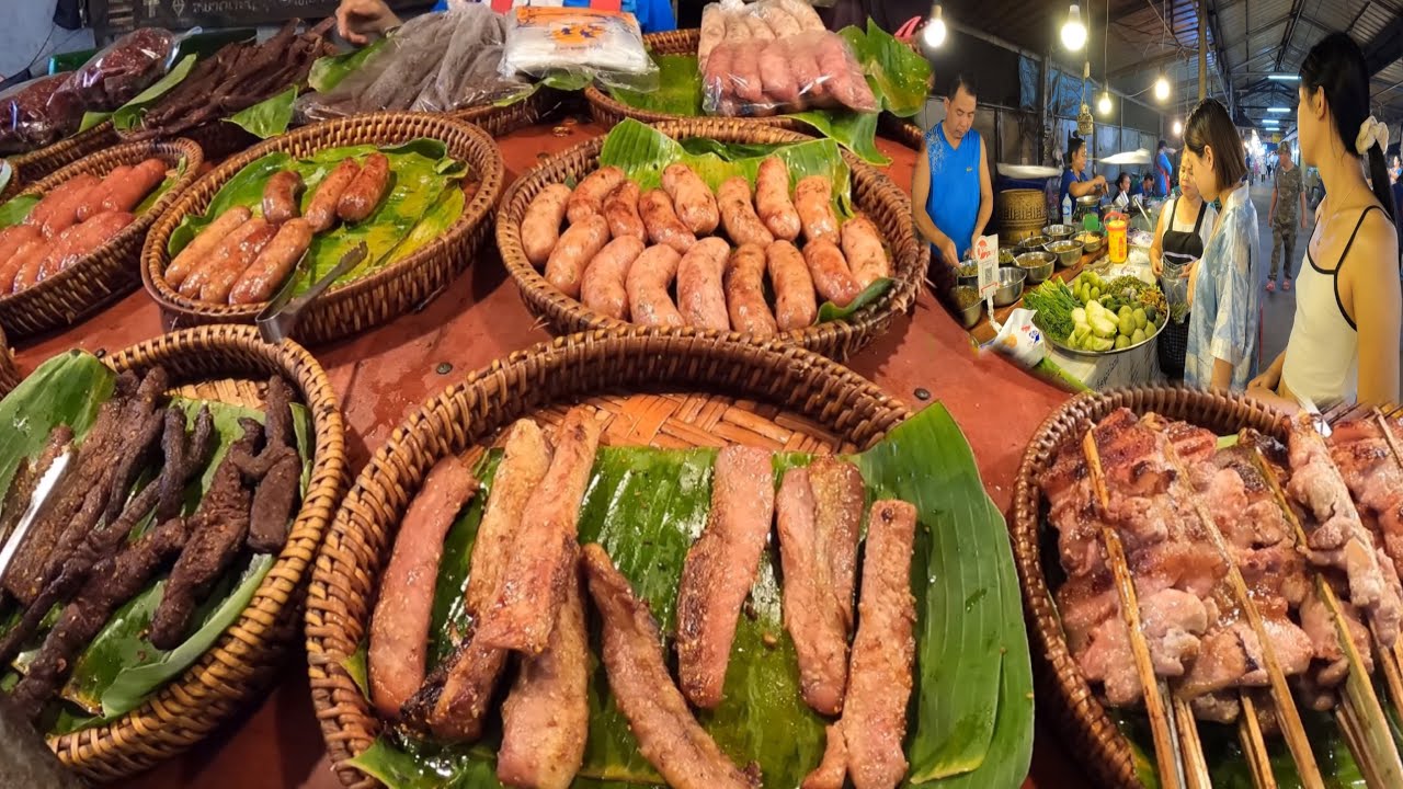 ຕະຫລາດຂາຍຂອງກິນສຸກທີ່ວຽງຈັນ2024/ตลาดขายของกินสุกที่เวียงจันทน์2024/Lao food in Vientiane 2024