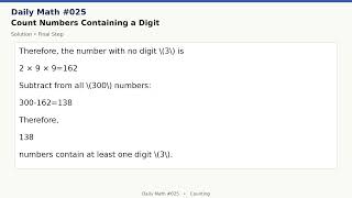 Daily Math 025 Count Numbers Containing a Digit Counting Difficulty 4 of 10