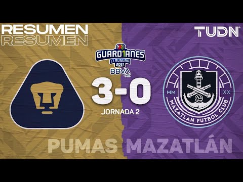 Resumen y goles | Pumas 3-0 Mazatlán FC | Torneo Guard1anes 2021 BBVA MX - J2 | TUDN