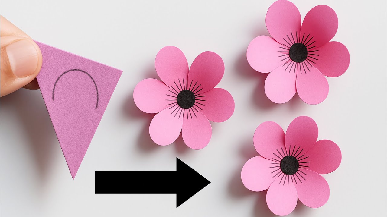 Transform Paper Into Beautiful Flowers in Mintes- Easy DIY Guide|/How to Make Paper Flowers Easily 🌸