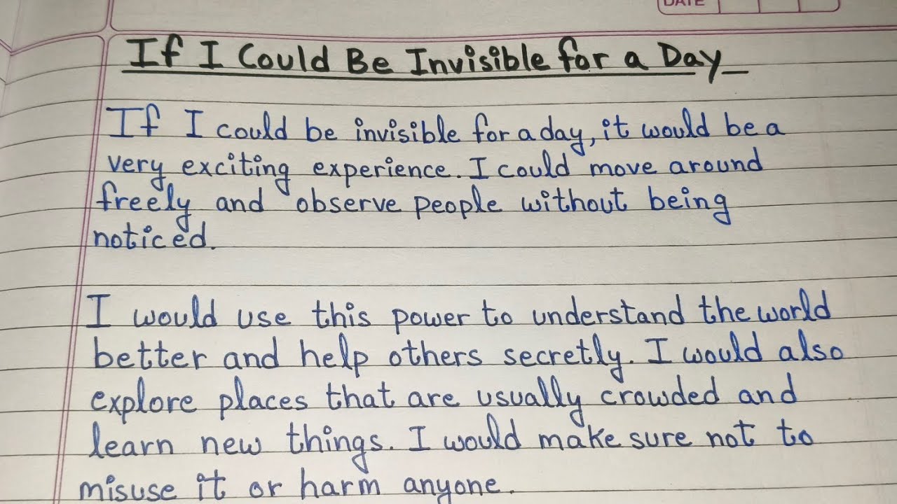 Эссе на тему «Если бы я мог стать невидимым на один день» | Написание эссе
