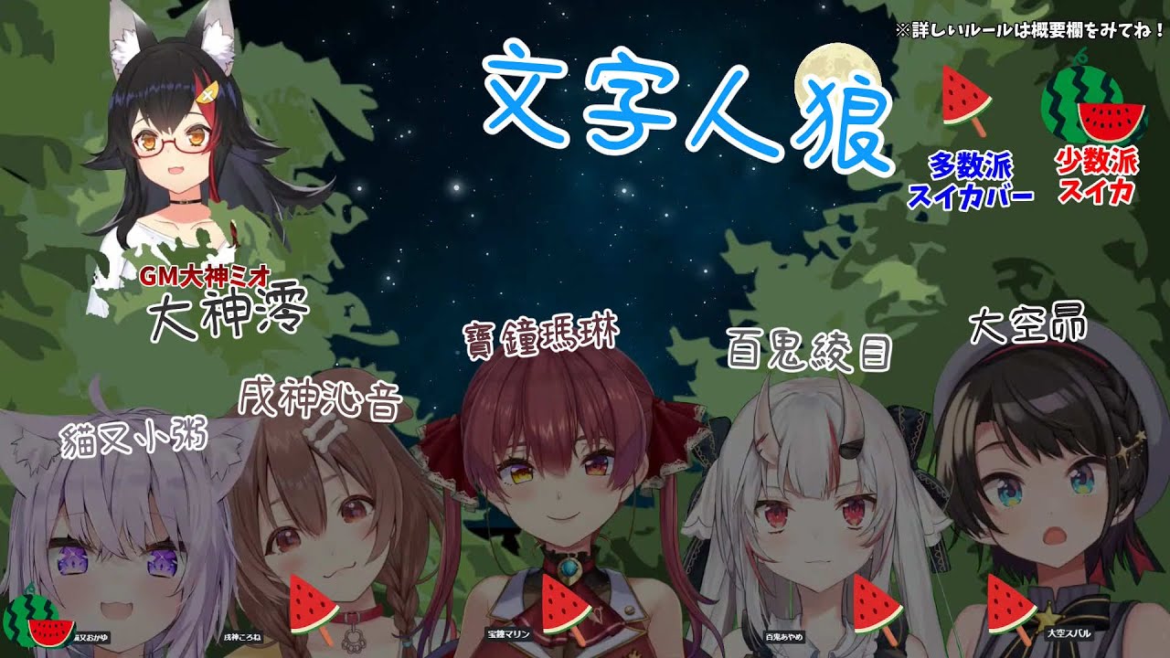文字人狼-①【大神澪/貓又小粥/戌神沁音/寶鐘瑪琳/百鬼綾目/大空昴】
