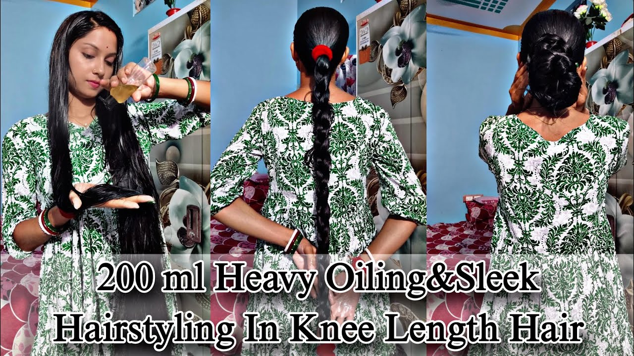“200ml Oil Hair Soak | Sleek Braid to Braided Bun Transformation | Knee Length Hair Styling”⸻