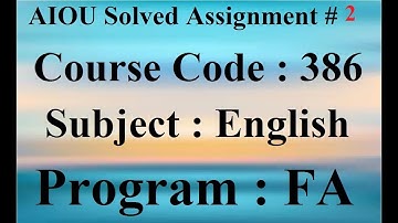 AIOU Code 386 Solved Assignment No 2 Autumn 2023 | Baloch Academy