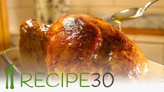 CHRISTMAS CRISPY SKIN JUICY ROASTED TURKEY  bacon laced turkey - By www.recipe30.com