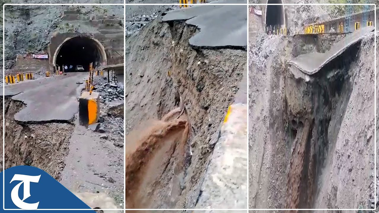 Watch Road connecting two tunnels on Jammu Srinagar highway washes away in landslides