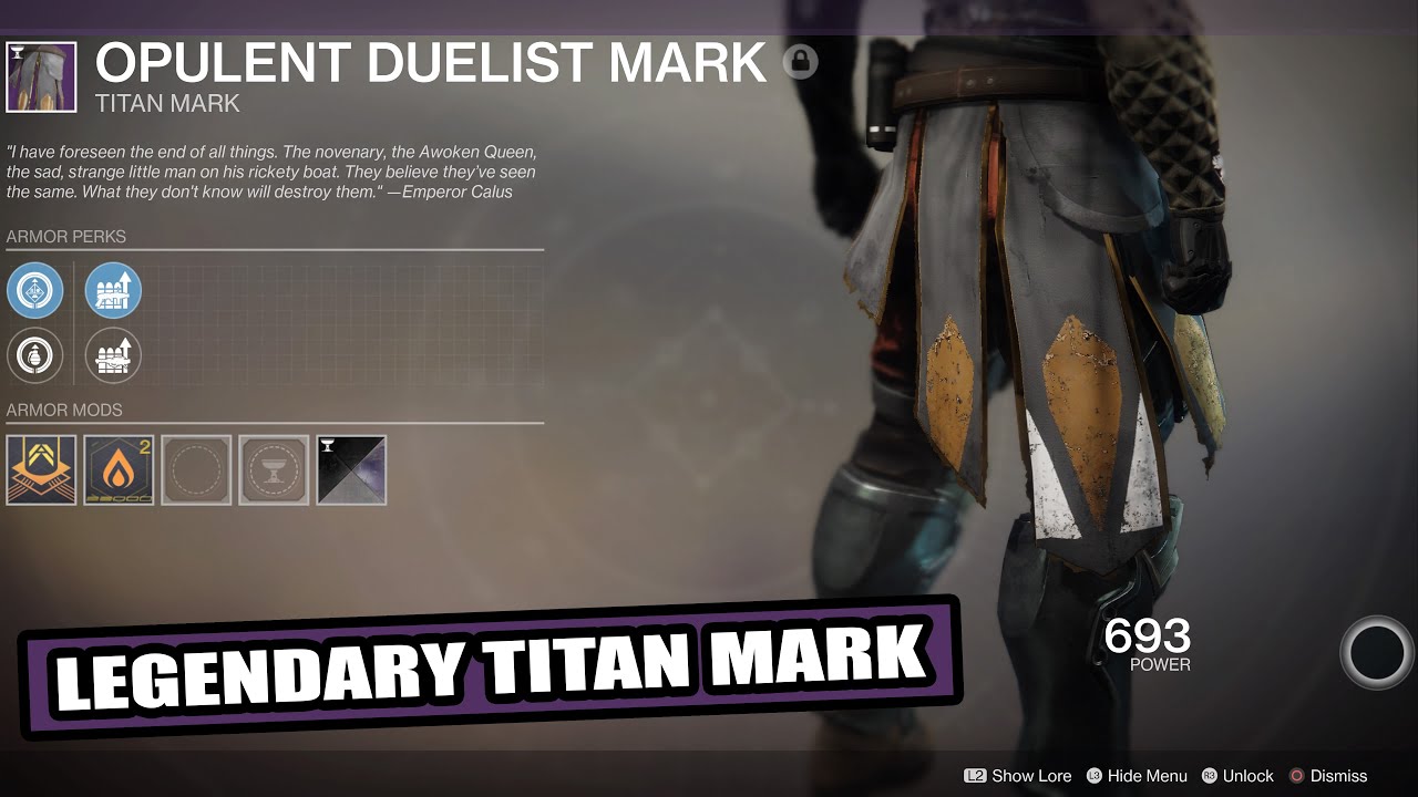 Destiny 2 || Season of Opulence || Legendary Titan Mark || Opulent Duelist Mark