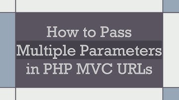 How to Pass Multiple Parameters in PHP MVC URLs