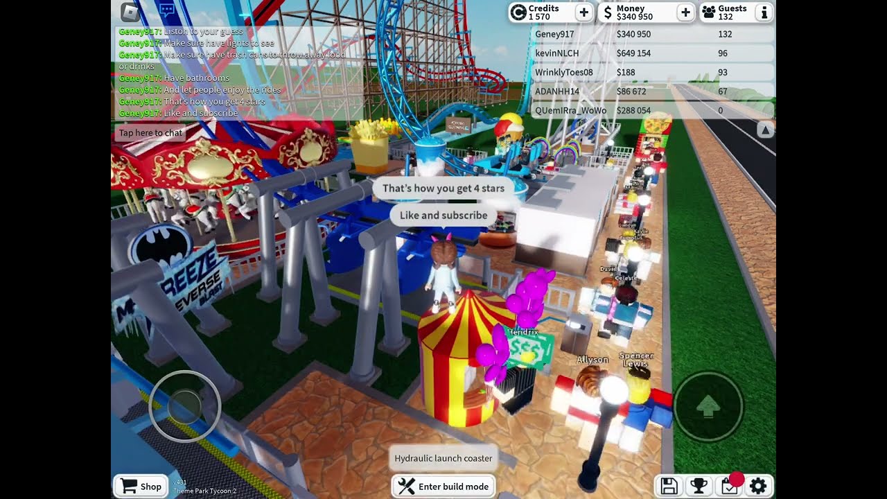 How to get 4 stars in (theme park tycoon 2) - YouTube