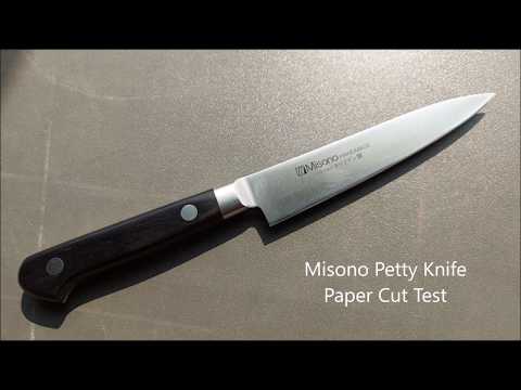 Misono Petty Knife Paper Cut Test - Jende Industries