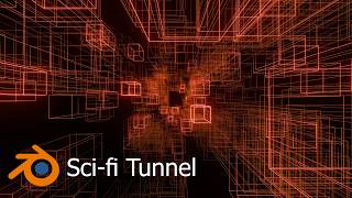 Glowing Sci-fi Tunnel Loop - Geometry Node Tutorial