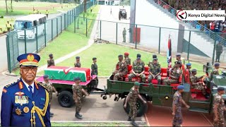 Emotional!! See how the body of the late CDF General Francis Ogolla arrived at Ulinzi Sports Complex