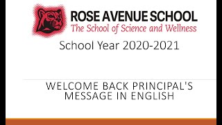 Welcome Back Principal's Message in English