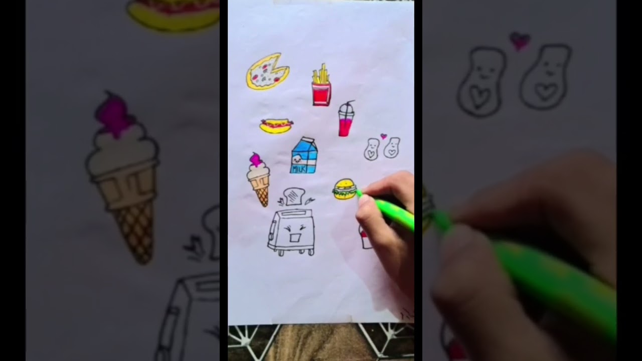 food items🍕🍔stickers drawing 