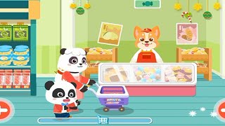 Belanja di supermarket bersama kiki dan ibunya untuk membeli kue, game anak babybus supermarket. screenshot 3