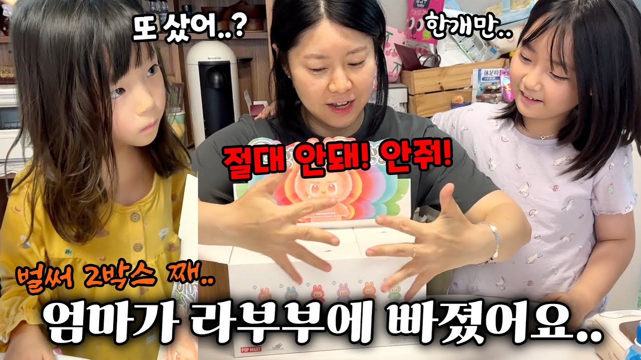 엄마가 라부부에 중독된거 같아요..몰래 또 라부부 한박스를 시켰다가 걸렸어요!