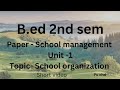 B.Ed 2nd sem School Management ( school organization)  SHORT VIDEO