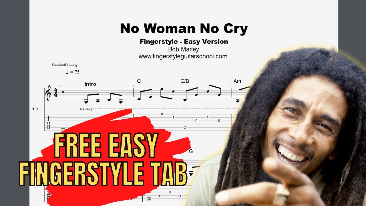 Bob Marley - No Woman No Cry Easy Fingerstyle Guitar Tab - YouTube