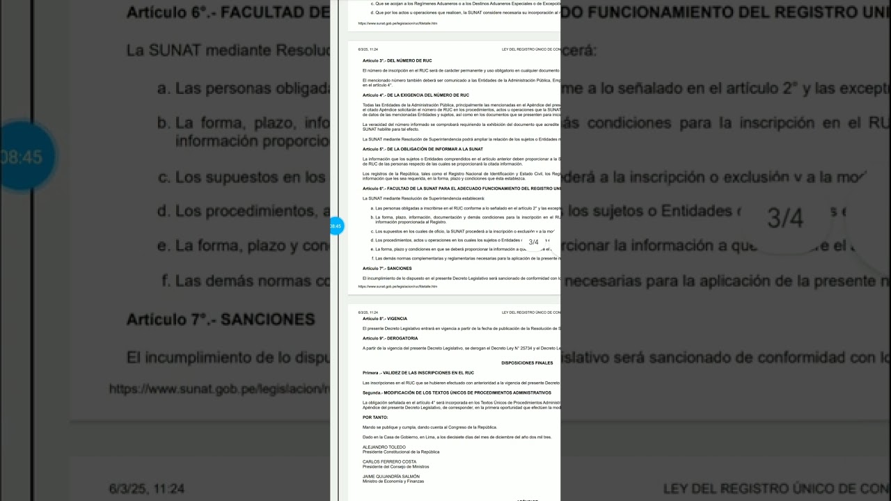 Ley del RUC - Convocatoria SUNAT 2025 Inspectores Tributarios