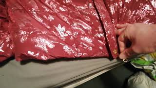 Womens Shiny Red Flowery Bpc Selection Puffer Jacket