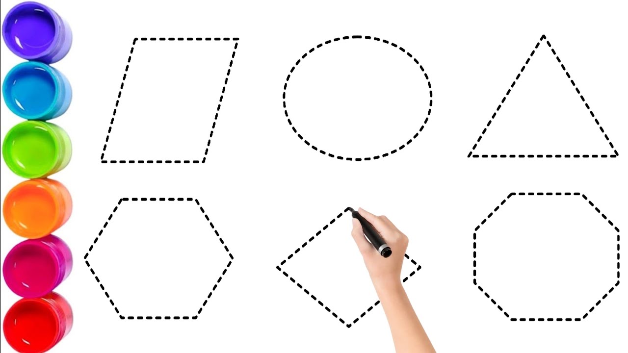 Shapes drawing for kids, Learn 2d shapes, colors for toddlers | Preschool Learning part- 166