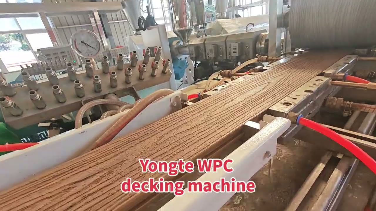Yongte WPC decking extrusion machine with online 3D embossing