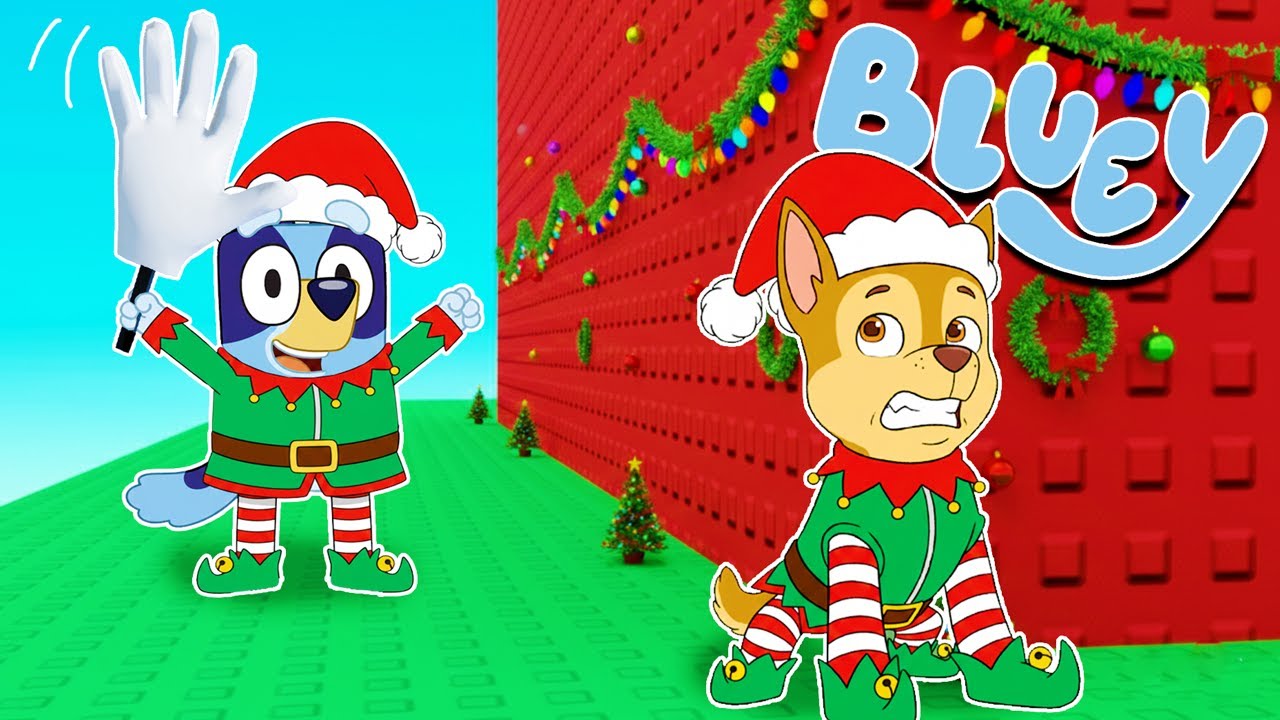BLUEY y CHASE en la SLAP TOWER TROLL de NAVIDAD | Las Aventuras de BLUEY en ROBLOX!