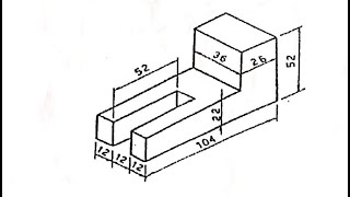 رسم منظور هندسى يحتوى على مجرى u  - اعدادى هندسة - معهد فنى صناعى -تعليم صناعى-فنون جميلة